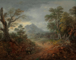 A wooded landscape with donkeys and characters on a path - Thomas Gainsborough — artwork view