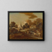 an imaginary wooded village with cattle drivers and livestock - Thomas Gainsborough — framed artwork on a wall