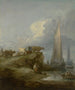 Coastal scene painting with ships and livestock - Thomas Gainsborough — artwork view