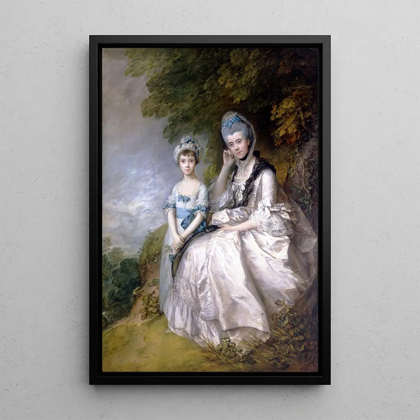 Hester Countess of Sussex and her daughter Lady Barbara Yelverton - Thomas Gainsborough — framed artwork on a wall