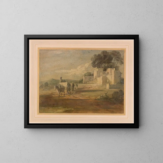 Landscape with Horse, Chariot, and Ruin - Thomas Gainsborough — framed artwork on a wall
