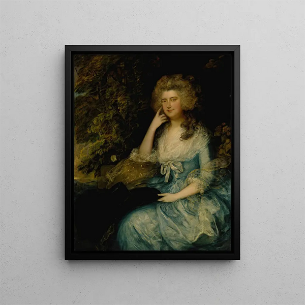 Mme William Tennant and Mary Wylde sitting in a landscape - Thomas Gainsborough — framed artwork on a wall
