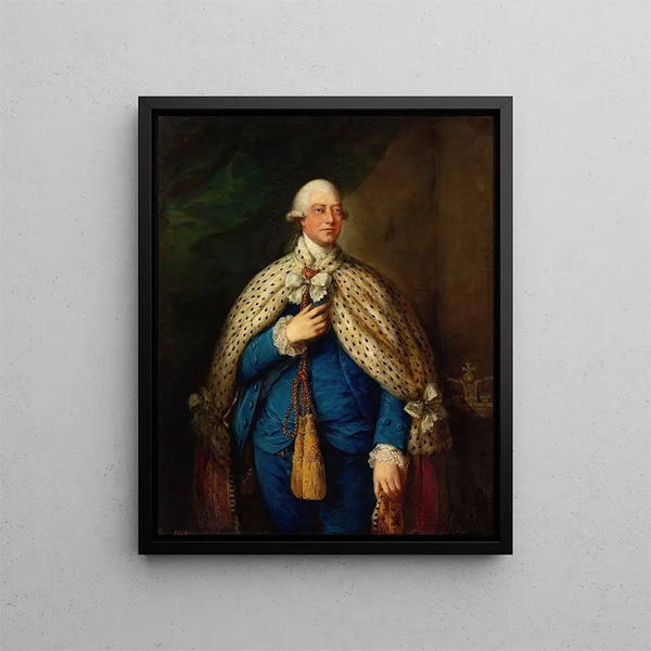Portrait of King George III of the United Kingdom in parliamentary robes - Thomas Gainsborough — framed artwork on a wall