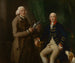 Portrait painting of William Anne Hollis, 4th Earl of Essex, presenting a cup to Thomas Clutterbuck of Watford - Thomas Gainsborough — artwork view