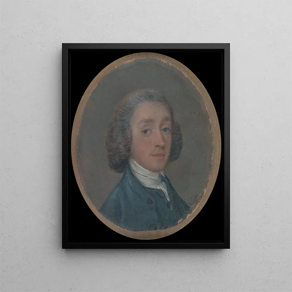 Portrait of a young man with powdered hair - Thomas Gainsborough — framed artwork on a wall