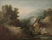 Landscape painting of wooded rocky terrain with a valley and a spillway - Thomas Gainsborough — artwork view