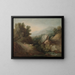 Landscape painting of wooded rocky terrain with a valley and a spillway - Thomas Gainsborough — framed artwork on a wall