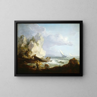Beach with Fishermen - Thomas Gainsborough — framed artwork on a wall