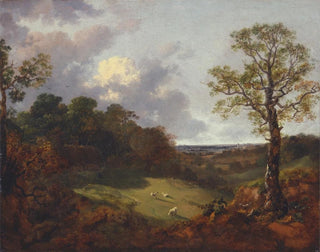 Landscape wooded with a cottage and a shepherd - Thomas Gainsborough — artwork view