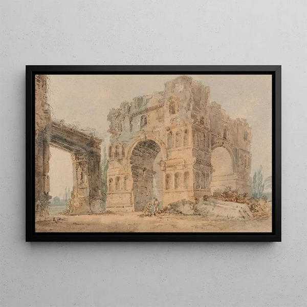 Janus Arch Painting after Piranèse - Thomas Girtin — framed artwork on a wall