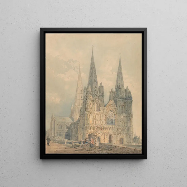 Cathedral of Lichfield Staffordshire - Thomas Girtin — framed artwork on a wall