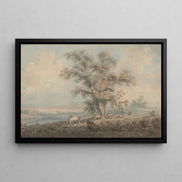 London from Highgate Hill - Thomas Girtin — framed artwork on a wall