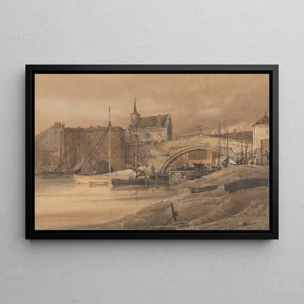 Pont Ouse, York - Thomas Girtin — framed artwork on a wall