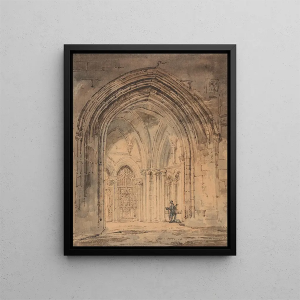 Saint Albans Cathedral, Hertfordshire - Thomas Girtin — framed artwork on a wall