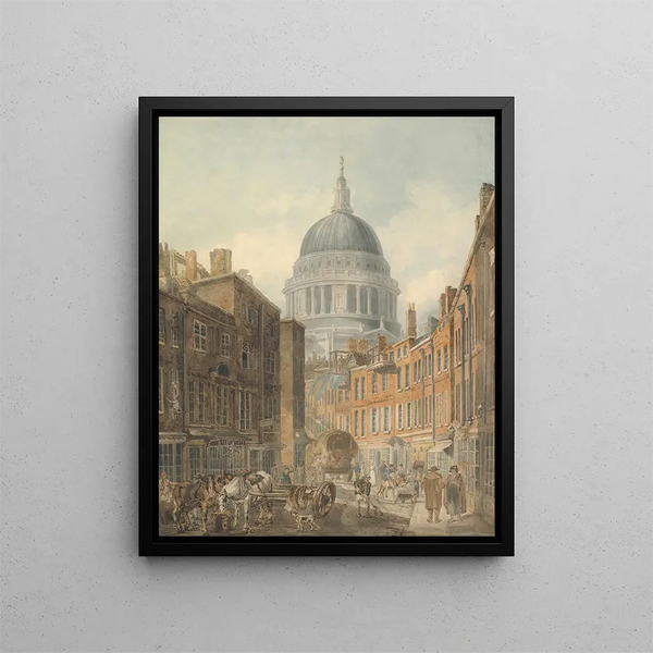 Cathedral Saint-Paul from Saint-Martins-le-Grand - Thomas Girtin — framed artwork on a wall