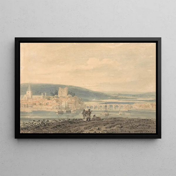View of Rochester - Thomas Girtin — framed artwork on a wall