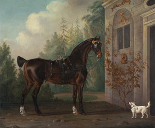 The black carriage horse of Lord Abergavenny with a terrier - Thomas Gooch — artwork view