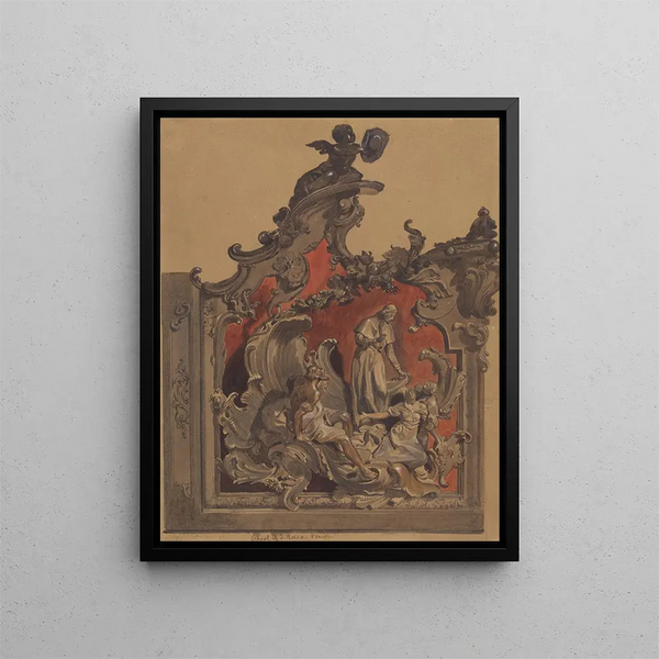 École de Saint Roch Venise Étude de décoration courbe - Thomas Hartley Cromek — framed artwork on a wall