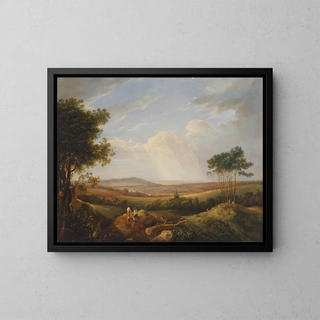 Landscape Painting with Figures - Thomas Hastings — framed artwork on a wall