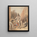 Man and children with a barrel organ and a monkey - Thomas Heaphy — framed artwork on a wall