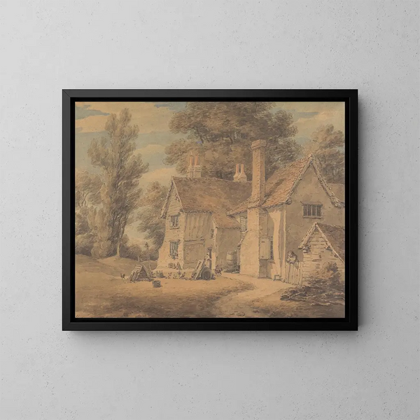 The house of the poor in Hadley, Hertfordshire - Thomas Hearne — framed artwork on a wall