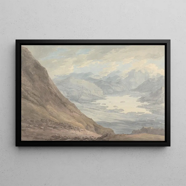 View from Skiddaw over Derwent Water - Thomas Hearne — framed artwork on a wall