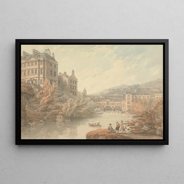 View of Bath from Spring Gardens - Thomas Hearne — framed artwork on a wall