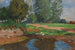 Village landscape with ducks near a pond - Thomas Herbst — artwork view