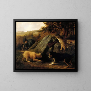 Les chasseurs de lapins - Thomas Hewes Hinckley — framed artwork on a wall