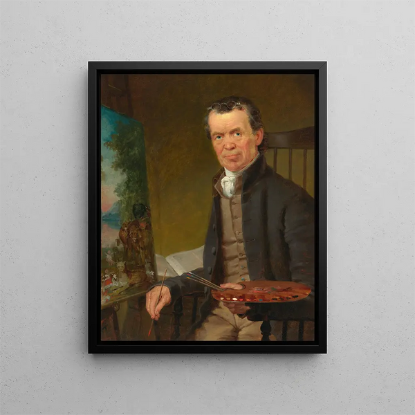 Edward Hicks painting the peaceful kingdom - Thomas Hicks — framed artwork on a wall