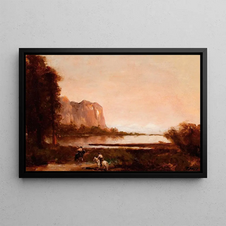 Landscape with Two Indians - Thomas Hill — framed artwork on a wall