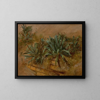 Study of Plants on a Rocky Wall - Thomas Hiram Hotchkiss — framed artwork on a wall
