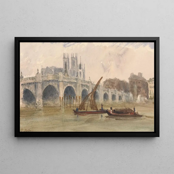 Westminster Bridge and Abbey - Thomas Hollis — framed artwork on a wall
