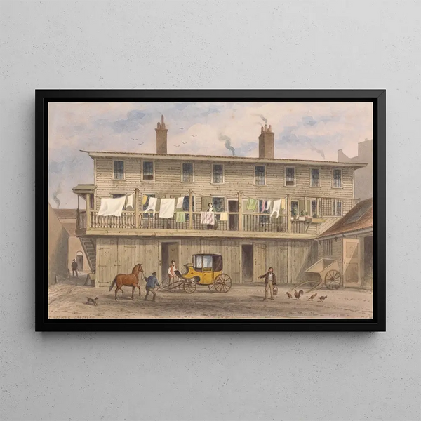 L'Auberge de la Vigne, Cour de la Vigne, Aldersgate in the City of London - Thomas Hosmer Shepherd — framed artwork on a wall