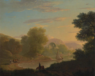an imaginary coastal scene with the Temple of Venus at Baiae - Thomas Jones — artwork view