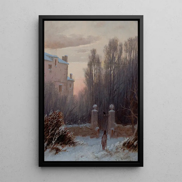 The Old Estate in Winter - Thomas Lochlan Smith — framed artwork on a wall