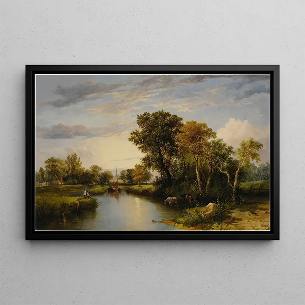 The Thames Valley - Thomas Miles Richardson — framed artwork on a wall