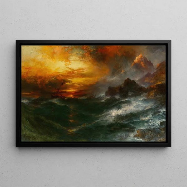 A mountain of magnet The Thousand and One Nights - Thomas Moran — framed artwork on a wall