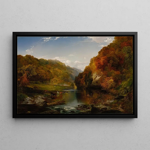 Autumn Afternoon on the Wissahickon - Thomas Moran — framed artwork on a wall