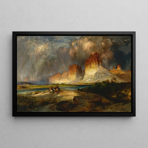 Cliffs of the Upper Colorado River Wyoming Territory - Thomas Moran — framed artwork on a wall