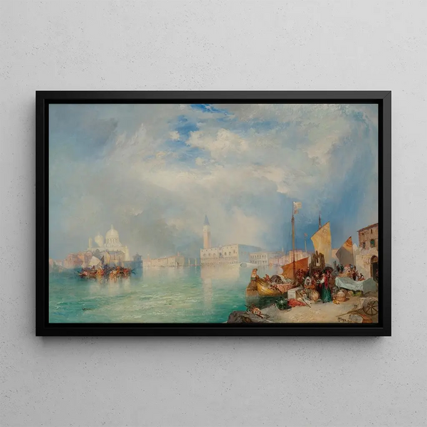 Entrance of the Grand Canal in Venice - Thomas Moran — framed artwork on a wall