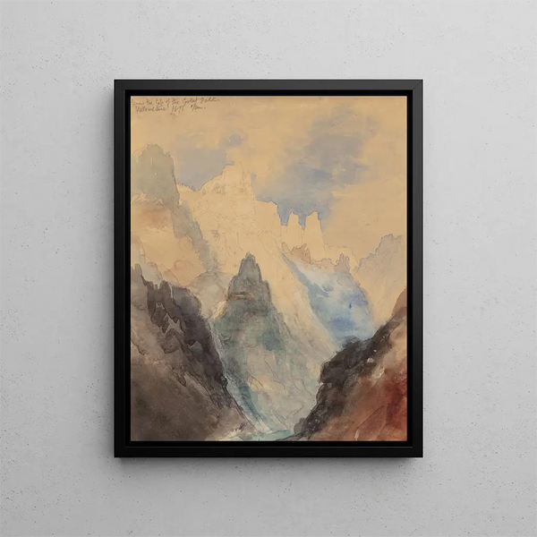 the Upper Great Falls in Yellowstone - Thomas Moran — framed artwork on a wall