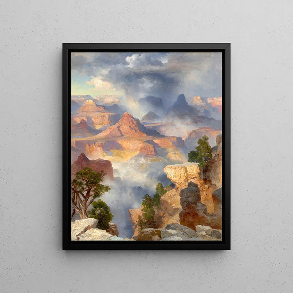 Grand Canyon and Colorado River Painting - Thomas Moran — framed artwork on a wall