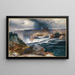 Large Waterfalls of the Snake River, Idaho Territory - Thomas Moran — framed artwork on a wall