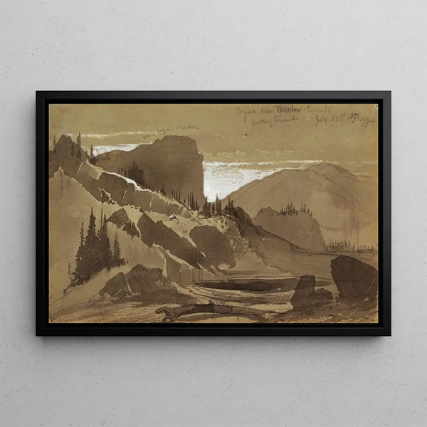 Italianate landscape painting with travelers No. 2 - Thomas Moran — framed artwork on a wall
