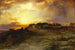 Pueblo painting at sunset Laguna - Thomas Moran — artwork view