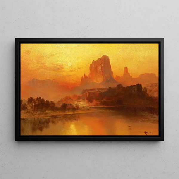 L'Heure dorée - Thomas Moran — framed artwork on a wall