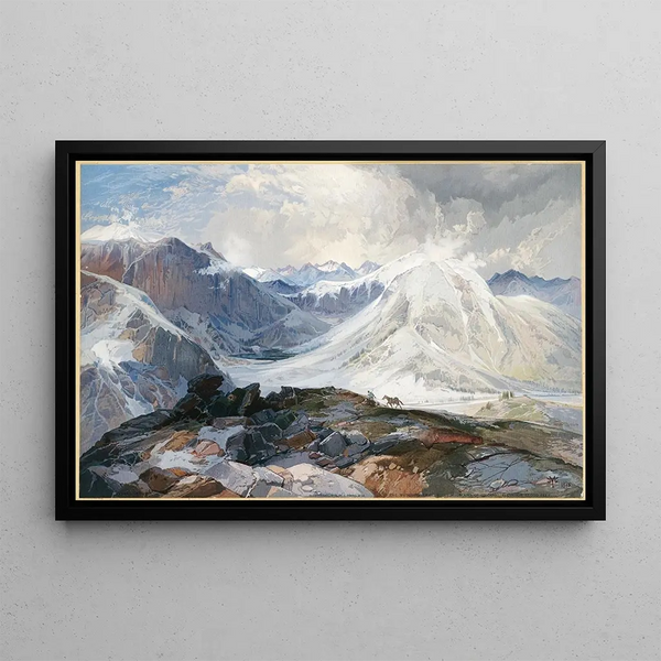 The Mosquito Trail, Rocky Mountains of Colorado, altitude 12,000 feet - Thomas Moran — framed artwork on a wall