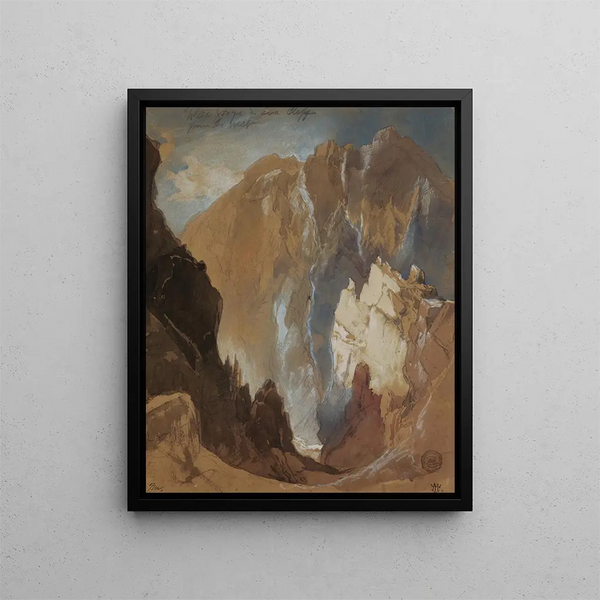 Gorges de Toltec et falaise d'Eva depuis l'ouest du Colorado - Thomas Moran — framed artwork on a wall