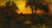 Landscape painting at twilight, flight into Egypt - Thomas Moran — artwork view